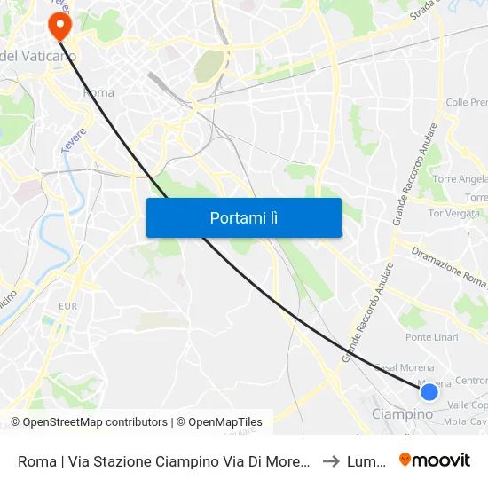 Roma | Via Stazione Ciampino Via Di Morena to Lumsa map