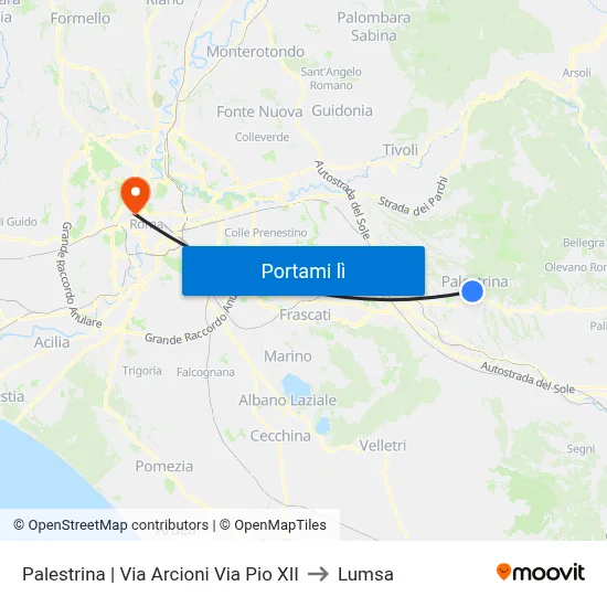 Palestrina | Via Arcioni Via Pio XII to Lumsa map