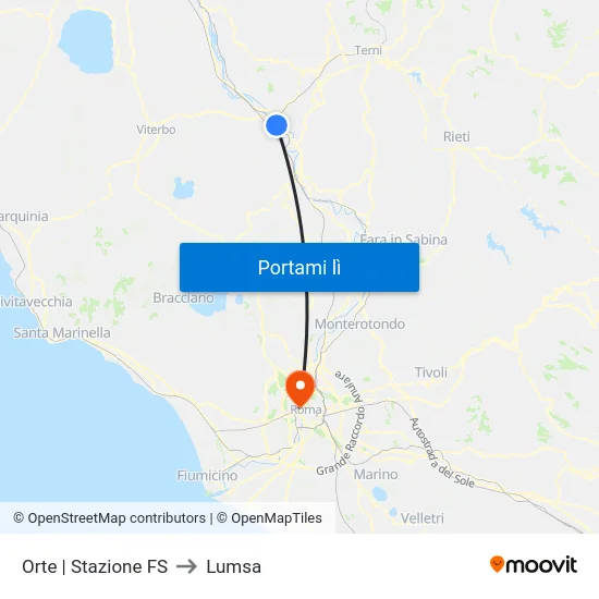 Orte | Stazione FS to Lumsa map
