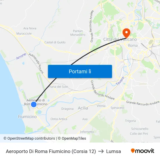 Aeroporto Di Roma Fiumicino (Corsia 12) to Lumsa map