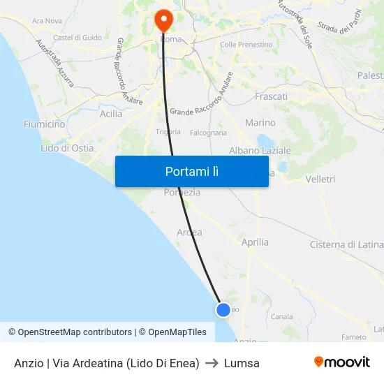 Anzio | Via Ardeatina (Lido Di Enea) to Lumsa map