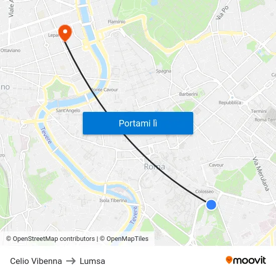 Celio Vibenna to Lumsa map