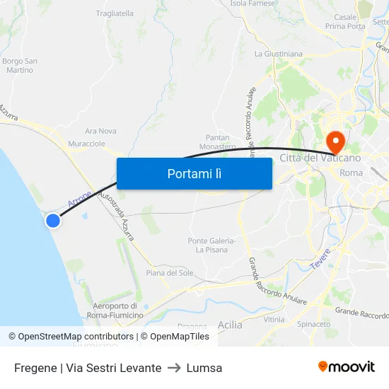 Fregene | Via Sestri Levante to Lumsa map