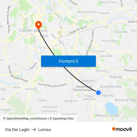 Via Dei Laghi to Lumsa map