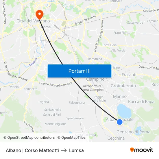 Albano | Corso Matteotti to Lumsa map