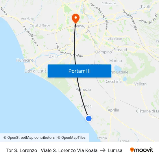 Tor S. Lorenzo | Viale S. Lorenzo Via Koala to Lumsa map