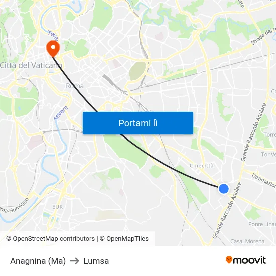 Anagnina (Ma) to Lumsa map