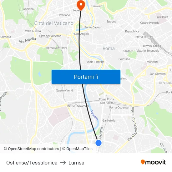 Ostiense/Tessalonica to Lumsa map