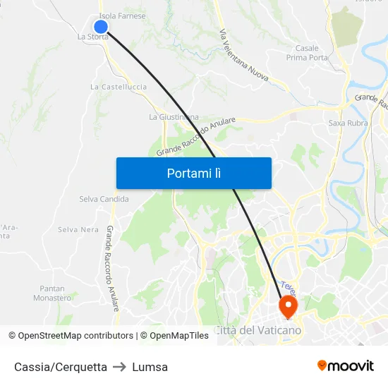 Cassia/Cerquetta to Lumsa map