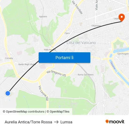 Aurelia Antica/Torre Rossa to Lumsa map