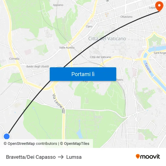 Bravetta/Dei Capasso to Lumsa map