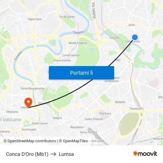 Conca D'Oro (Mb1) to Lumsa map