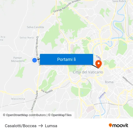 Casalotti/Boccea to Lumsa map