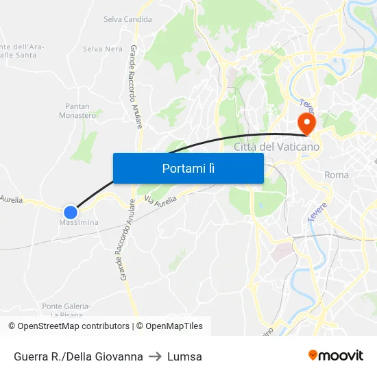 Guerra R./Della Giovanna to Lumsa map