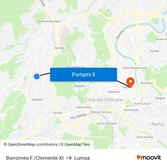 Borromeo F./Clemente XI to Lumsa map