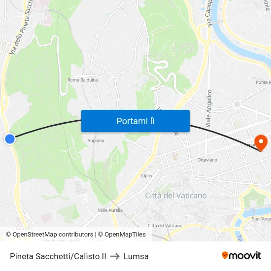 Pineta Sacchetti/Calisto II to Lumsa map