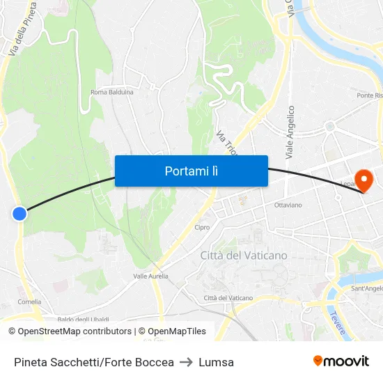 Pineta Sacchetti/Forte Boccea to Lumsa map