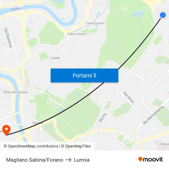 Magliano Sabina/Forano to Lumsa map