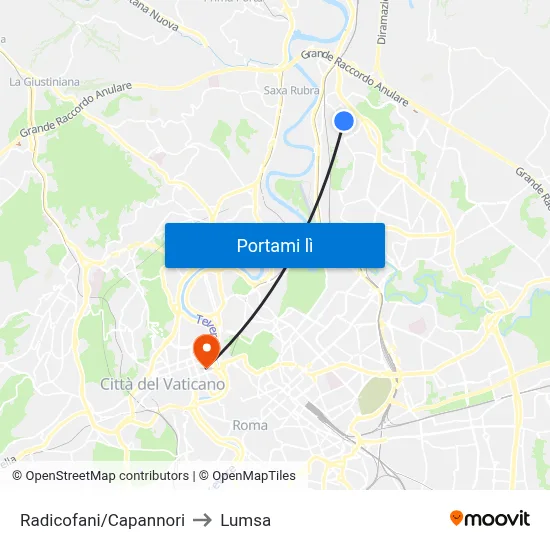 Radicofani/Capannori to Lumsa map