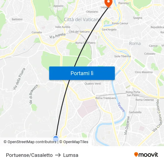 Portuense/Casaletto to Lumsa map