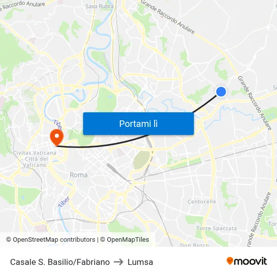 Casale S. Basilio/Fabriano to Lumsa map
