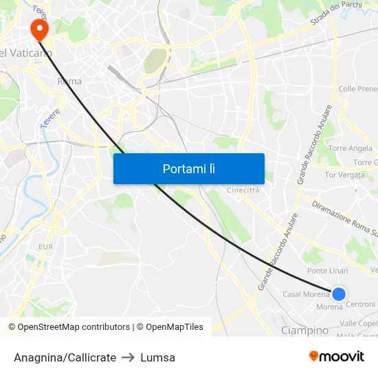Anagnina/Callicrate to Lumsa map