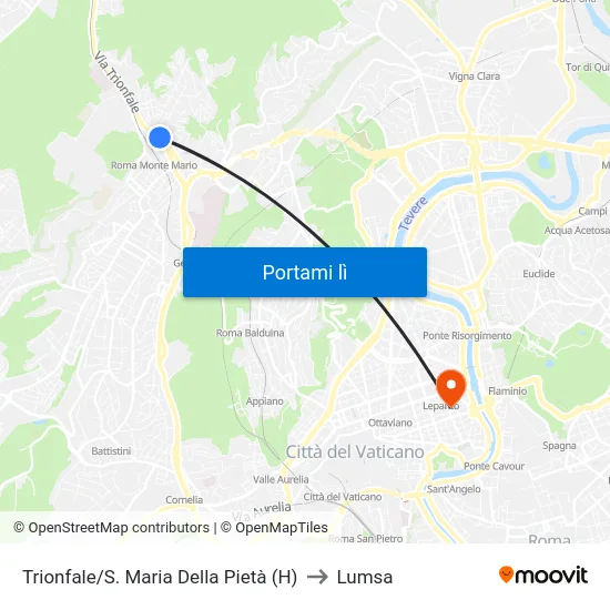 Trionfale/S. Maria Della Pietà (H) to Lumsa map
