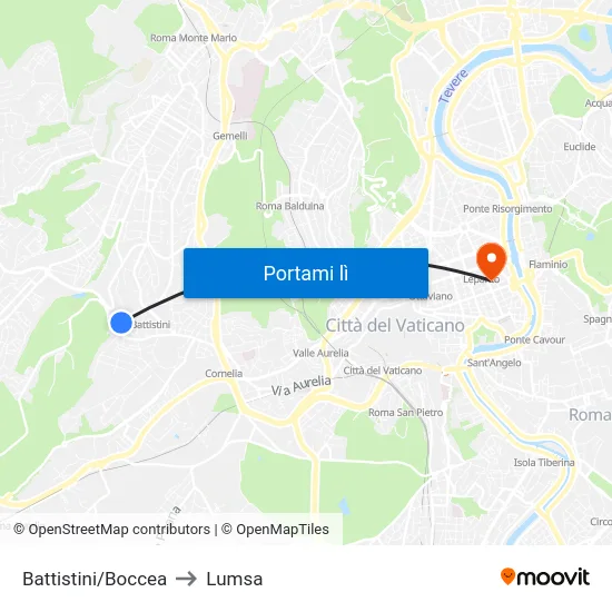 Battistini/Boccea to Lumsa map