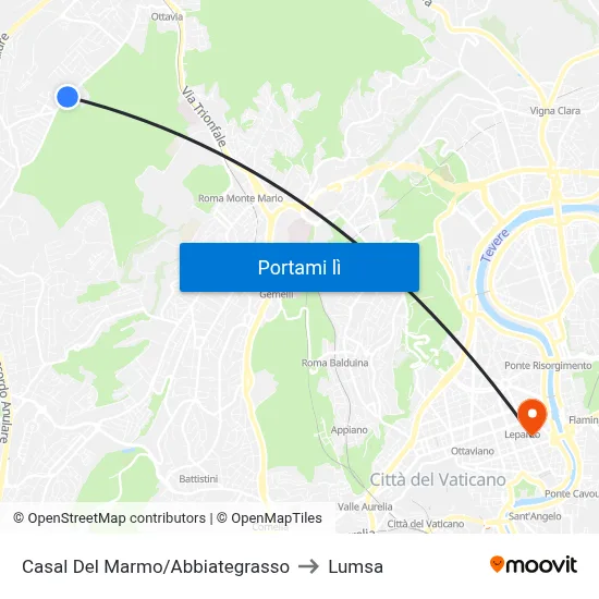 Casal Del Marmo/Abbiategrasso to Lumsa map