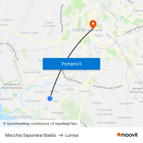 Macchia Saponara/Stadio to Lumsa map