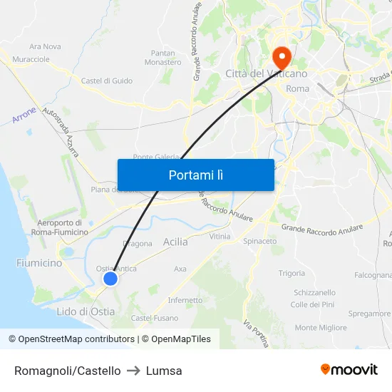 Romagnoli/Castello to Lumsa map