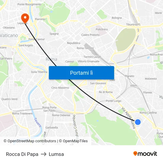 Rocca Di Papa to Lumsa map
