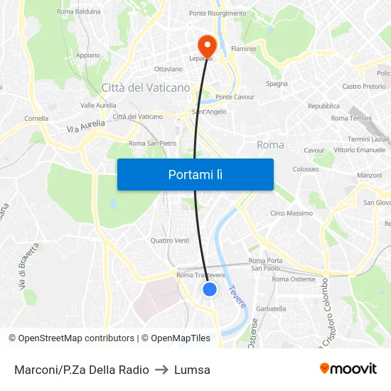 Marconi/P.Za Della Radio to Lumsa map