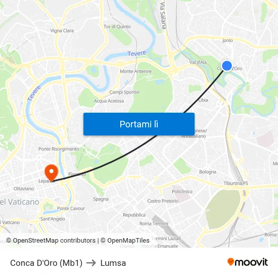 Conca D'Oro (Mb1) to Lumsa map