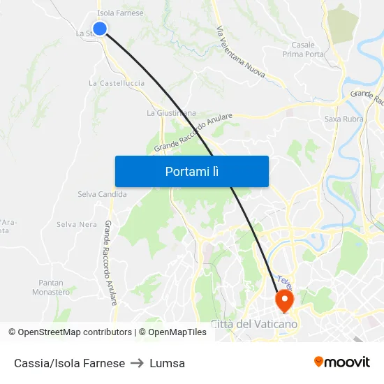 Cassia/Isola Farnese to Lumsa map