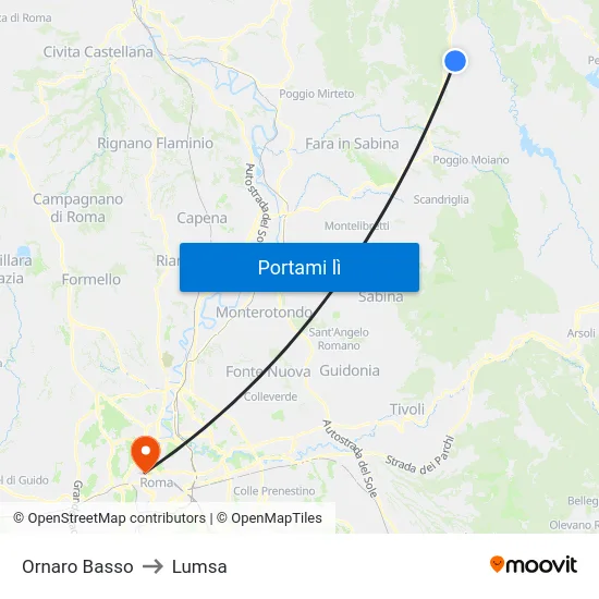 Ornaro Basso to Lumsa map