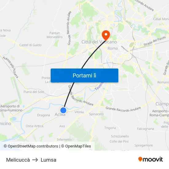 Melicuccà to Lumsa map