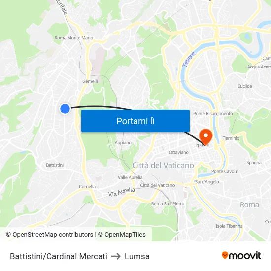 Battistini/Cardinal Mercati to Lumsa map