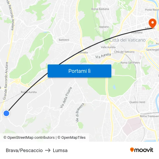 Brava/Pescaccio to Lumsa map