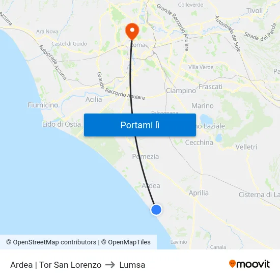 Ardea | Tor San Lorenzo to Lumsa map