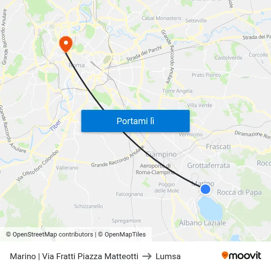 Marino | Via Fratti Piazza Matteotti to Lumsa map