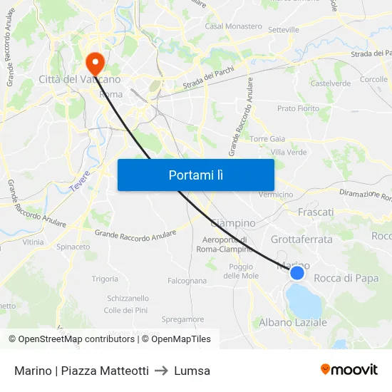 Marino | Piazza Matteotti to Lumsa map