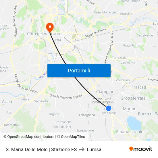 S. Maria Delle Mole | Stazione FS to Lumsa map
