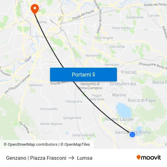 Genzano | Piazza Frasconi to Lumsa map