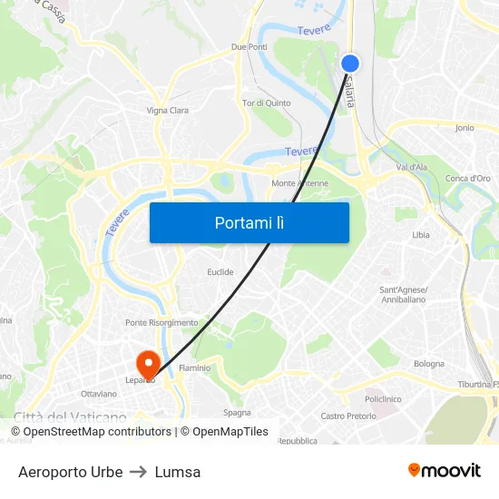 Aeroporto Urbe to Lumsa map