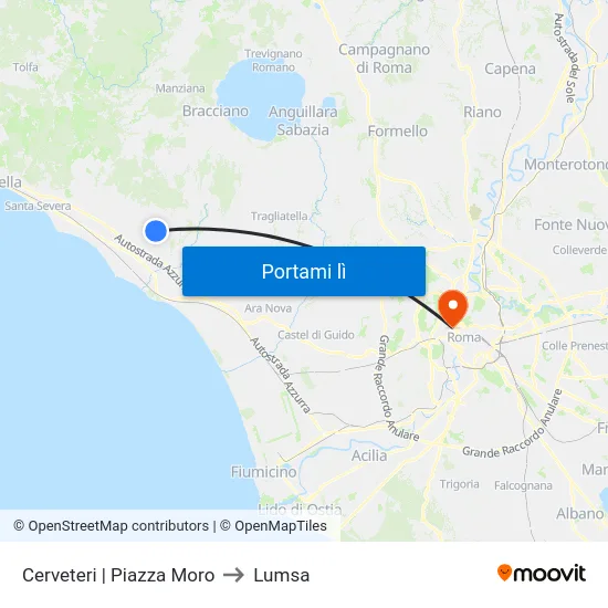 Cerveteri | Piazza Moro to Lumsa map