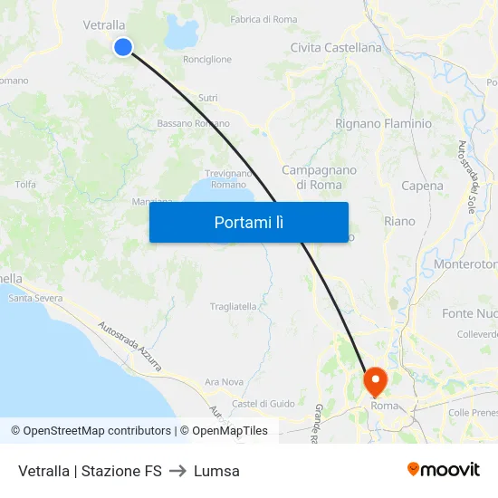 Vetralla | Stazione FS to Lumsa map