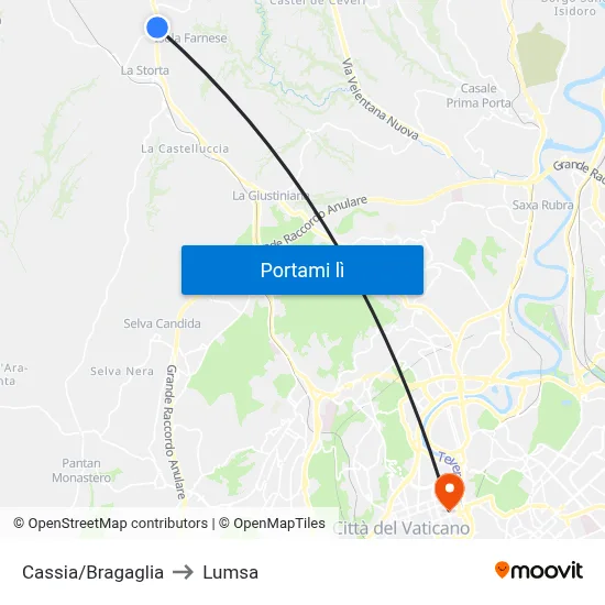 Cassia/Bragaglia to Lumsa map