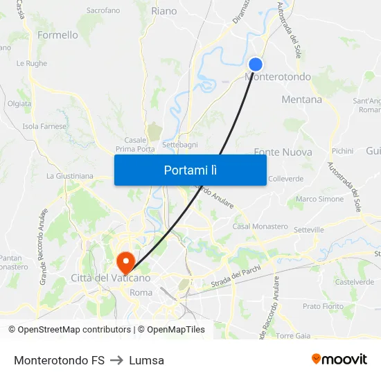 Monterotondo FS to Lumsa map