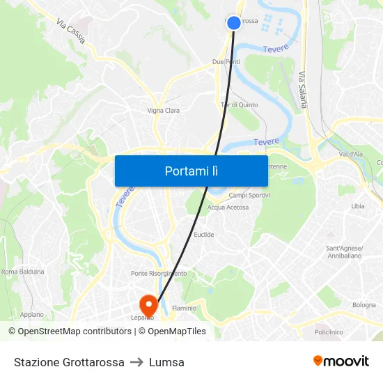Stazione Grottarossa to Lumsa map